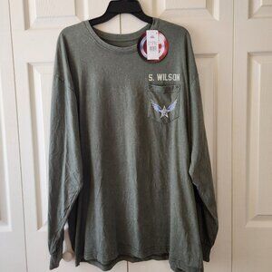 Marvel Captain America Green Long Sleeve XXL Shirt S. Wilson Pocket NWT